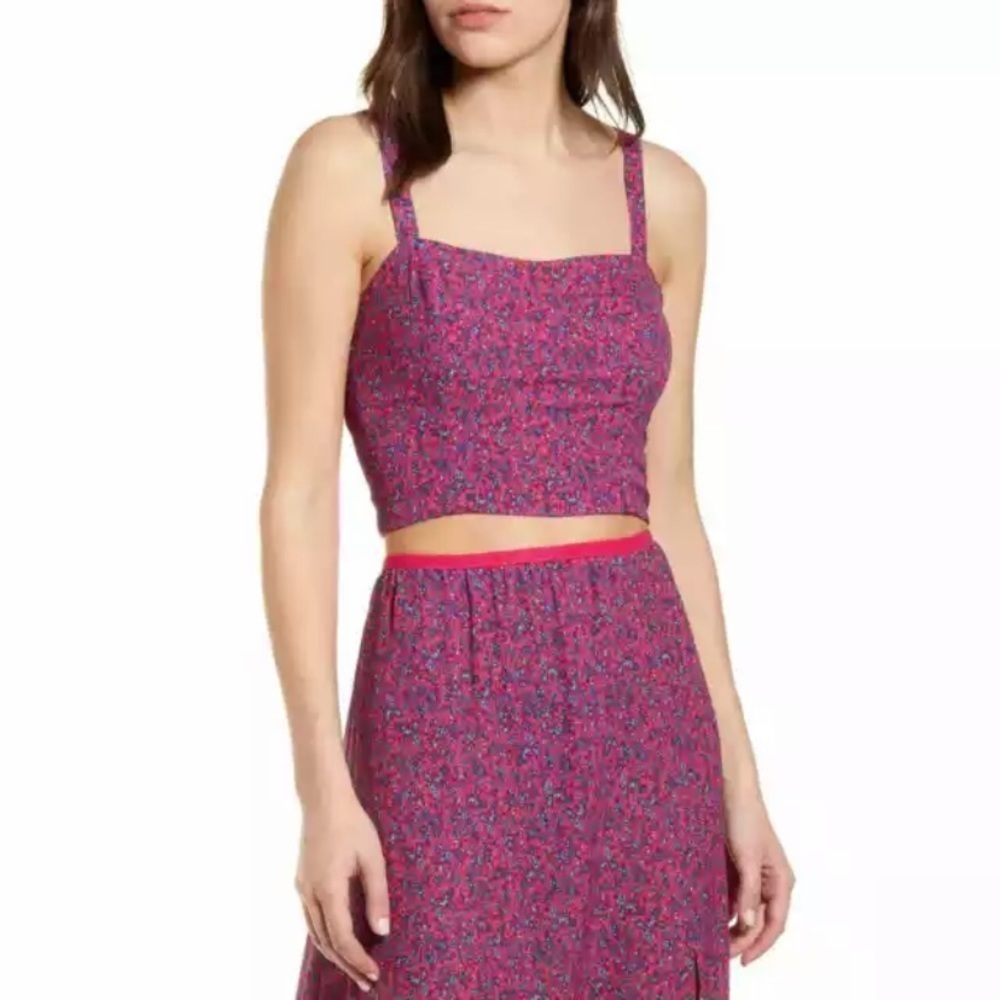French Connection Womens Floral Crop Tank Top Verona Sorbet Sz 10 New with Tags‎